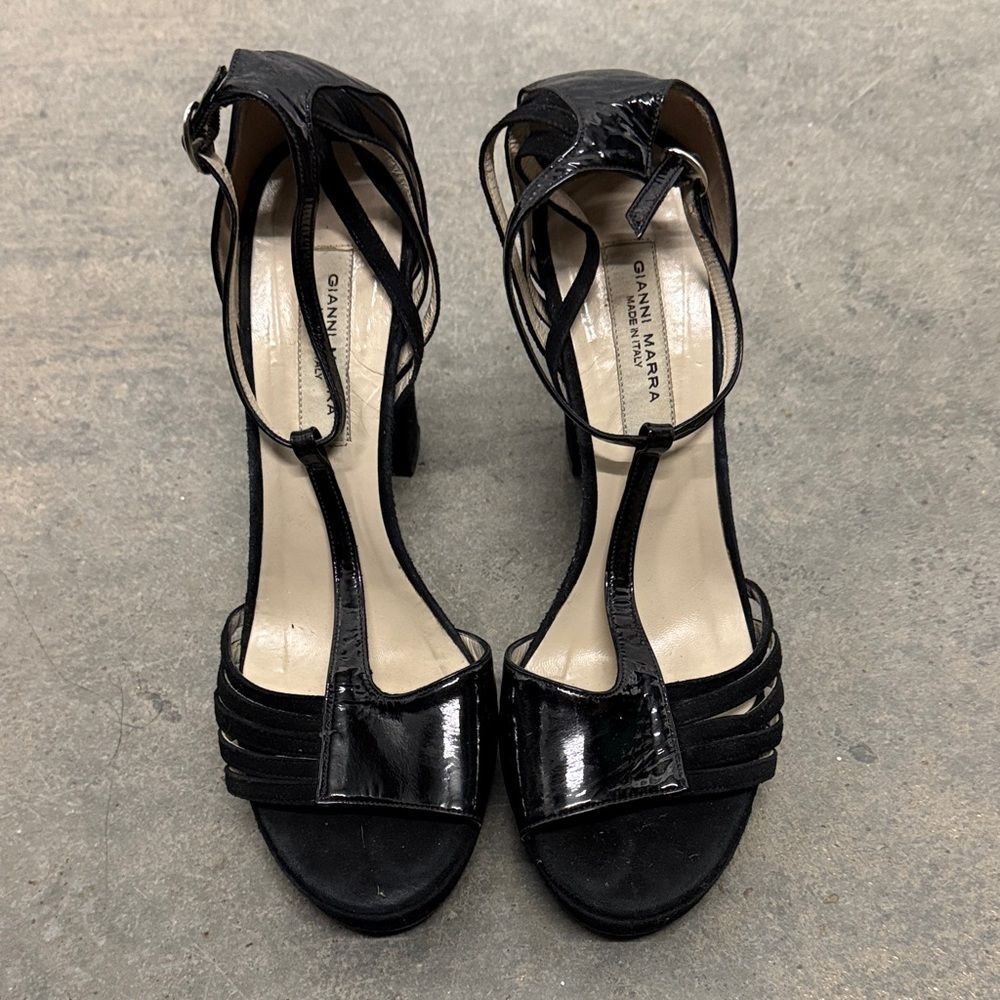 Elegant Black Patent Leather Platform Heels